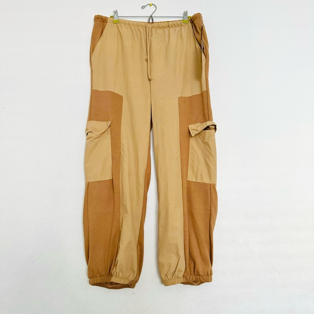 LOS ANGELES SIXTY-SIX Color Block Drawstring Legged Cargo Jogger Pants Size XL